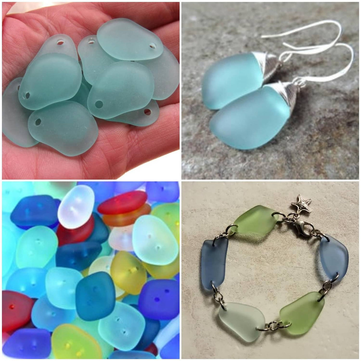 Translucent resin charm pieces and earrings with small drilled holes for jewelry making