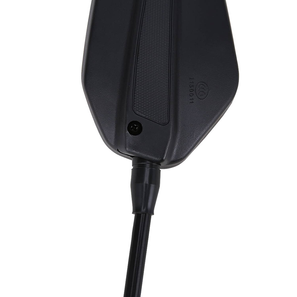 Black ATV rearview side mirror with handlebar mount base