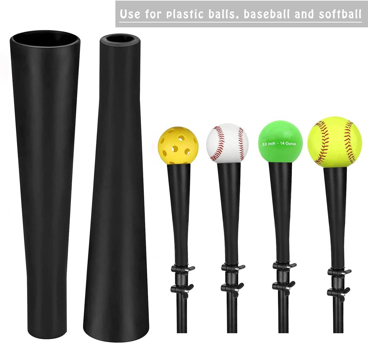 Black rubber ball tee topper cups with ball rest size examples