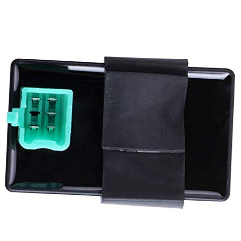 Black regulator rectifier module with green 5-pin input plug
