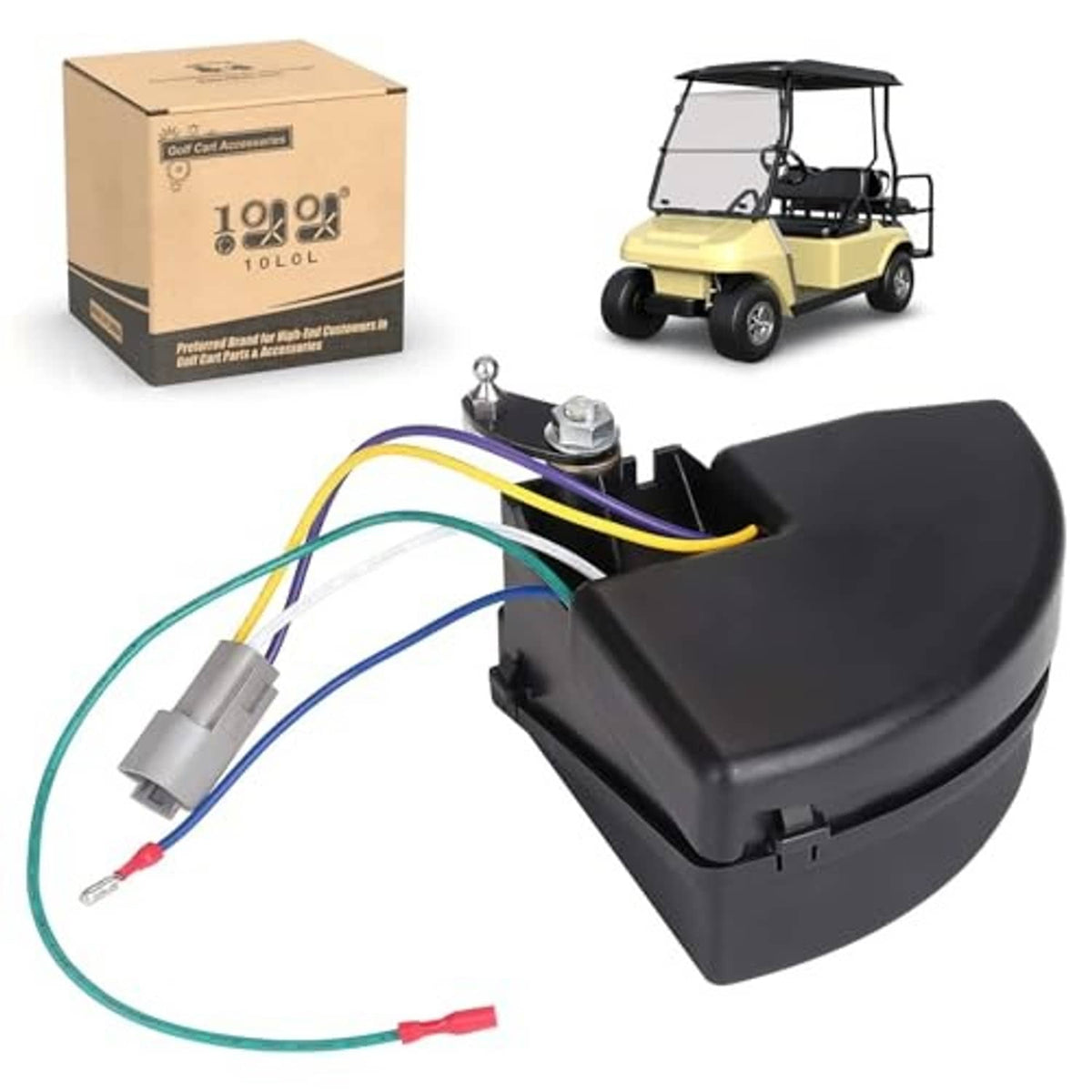 Black wiper switch assembly with colored wire harness and small metal terminal parts.