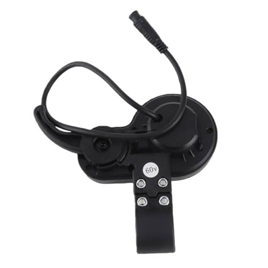 Electric scooter thumb throttle control unit with round base and attached wiring ports