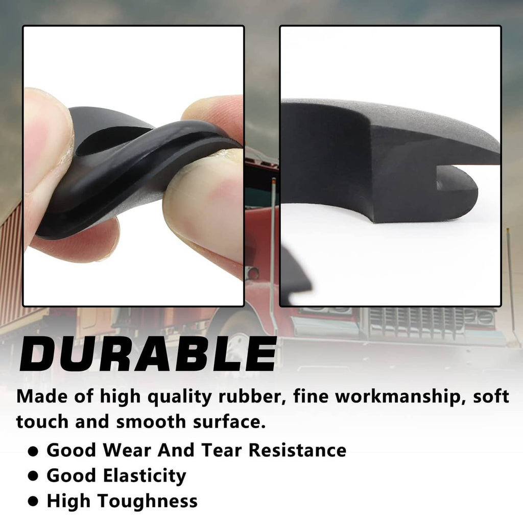 Black rubber glad hand seal gasket with flexible curved lip, close-up