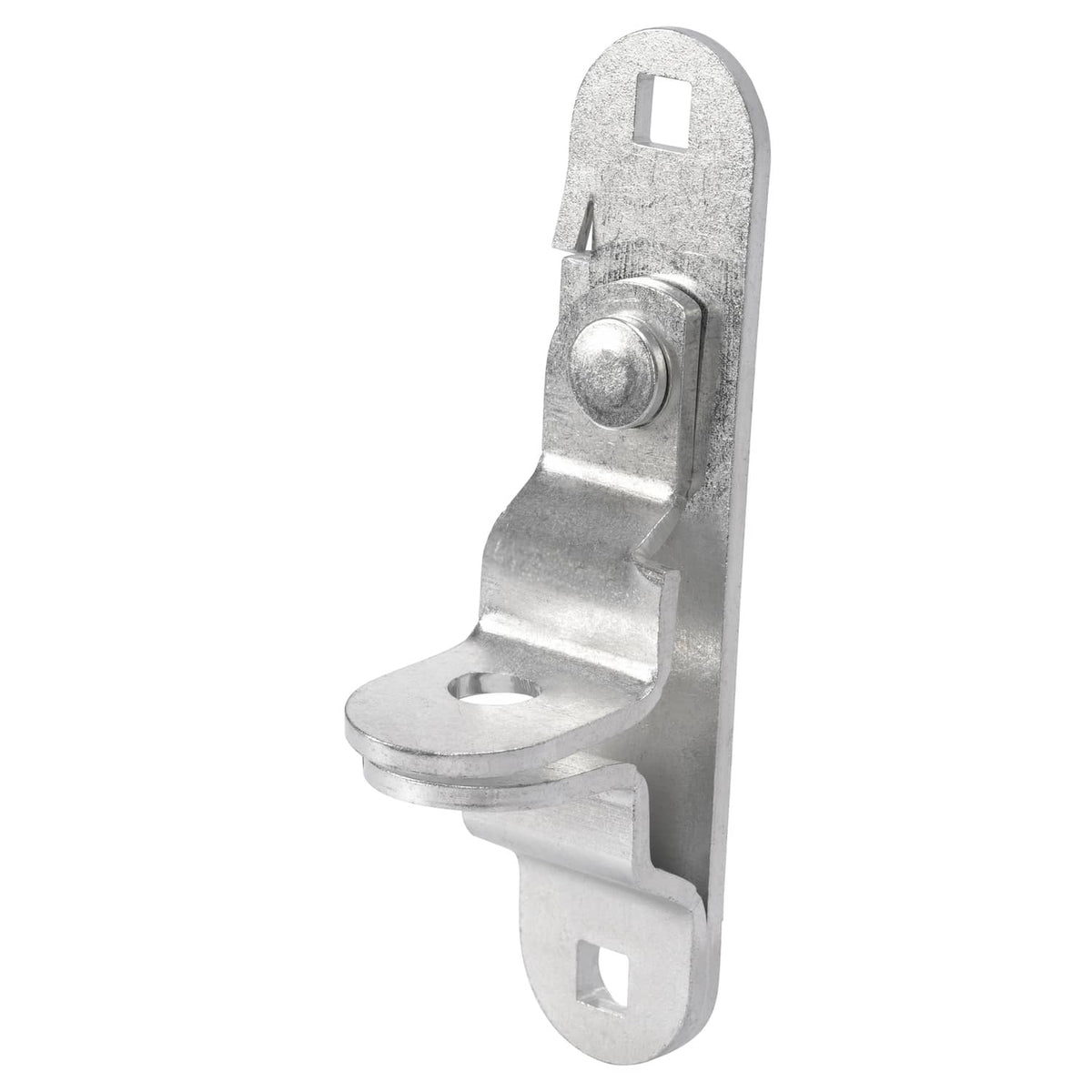 Steel cam latch hasp with round pin and mounting plate, silver finish