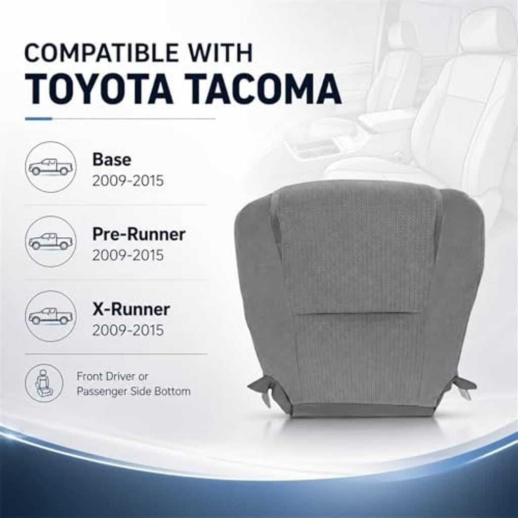 Gray cloth seat cover with headrest and textured center panel, front bottom driver/passenger fit