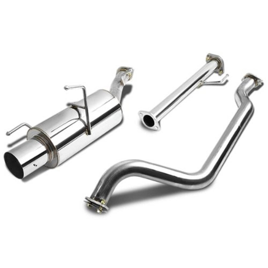Stainless steel cat-back exhaust system with muffler, curved and straight pipes