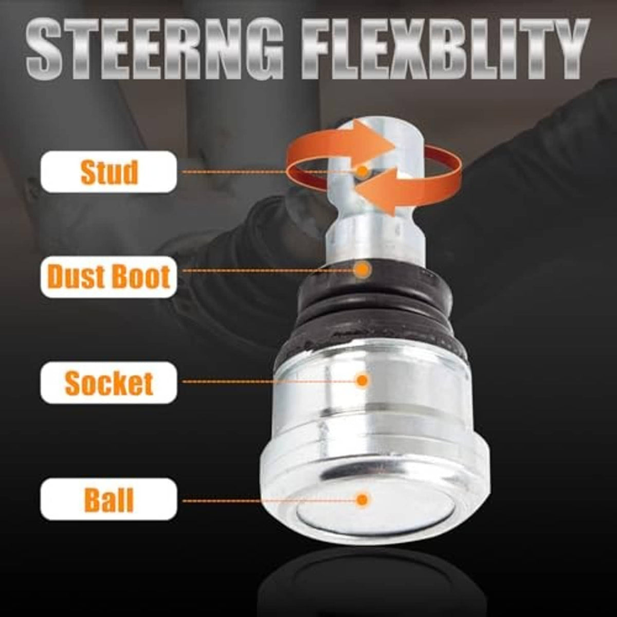 Ball joint with dust boot and silver socket-style housing