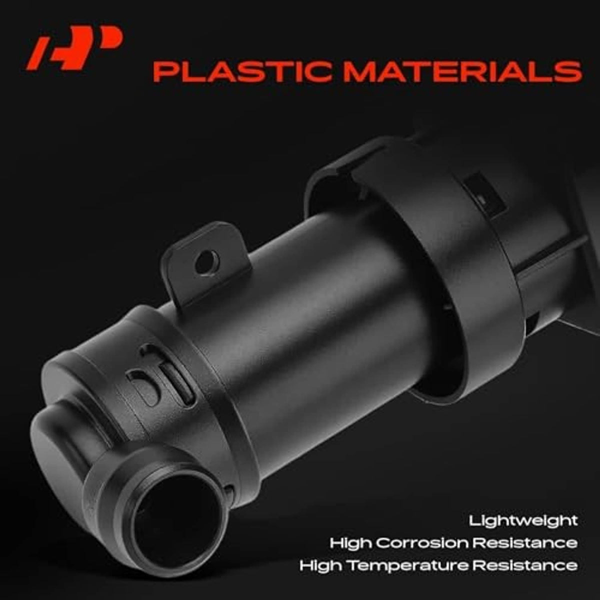 Single black headlight washer nozzle sprayer outlet in close-up