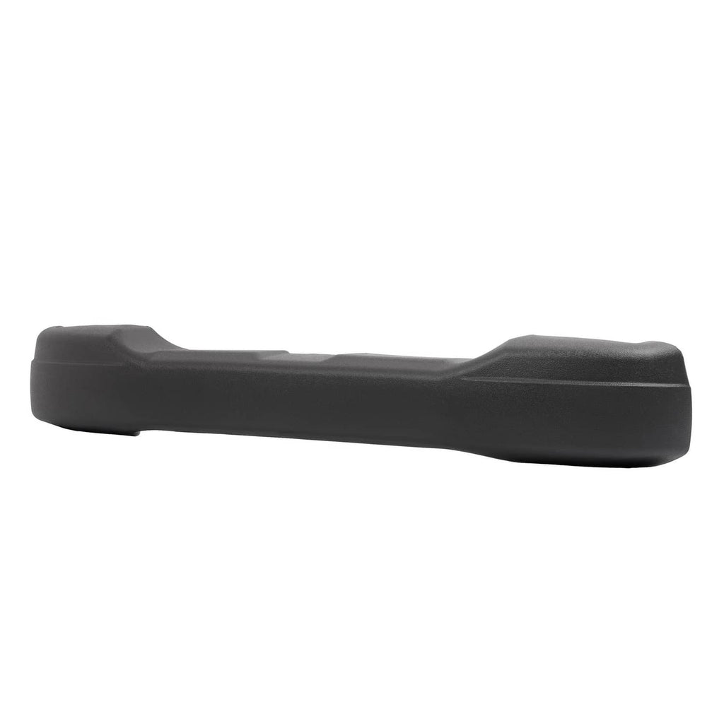 Dark gray rear bumper cover, long horizontal profile with molded contour edges