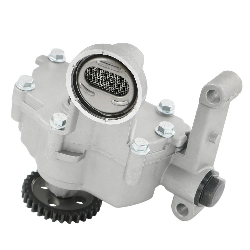 Engine oil pump with gray metal housing, inlet screen, and front gear