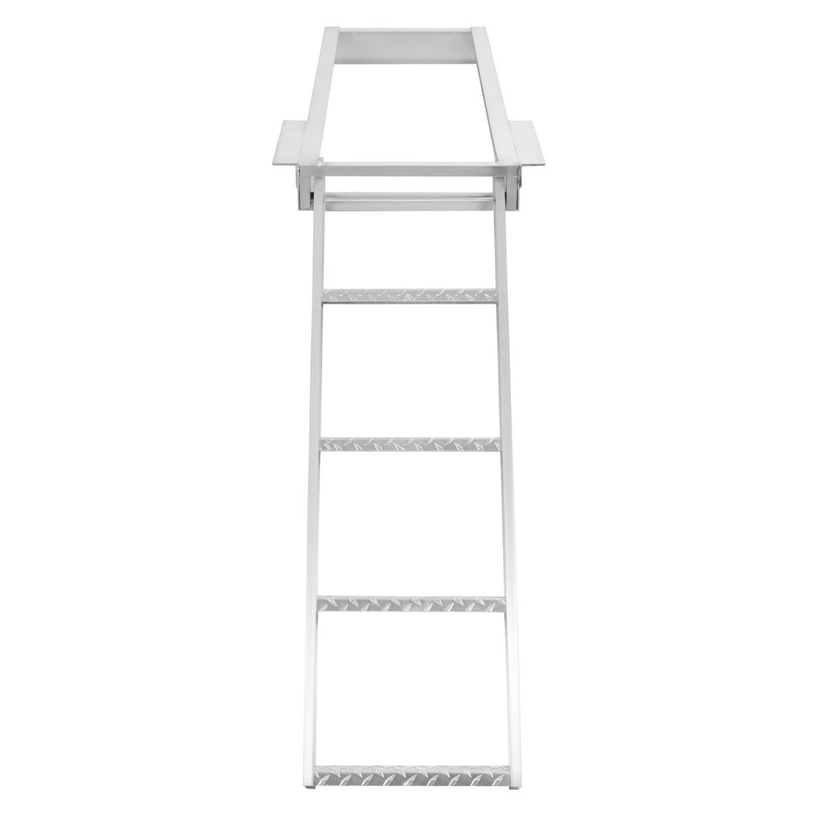 Silver 4-step aluminum boat ladder with side rails and four open step treads