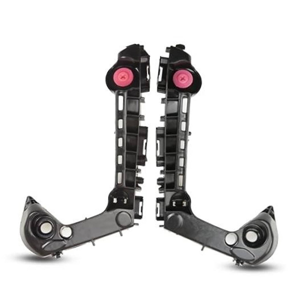Front bumper mount bracket retainer pair, black plastic with round bearing openings and pink pins