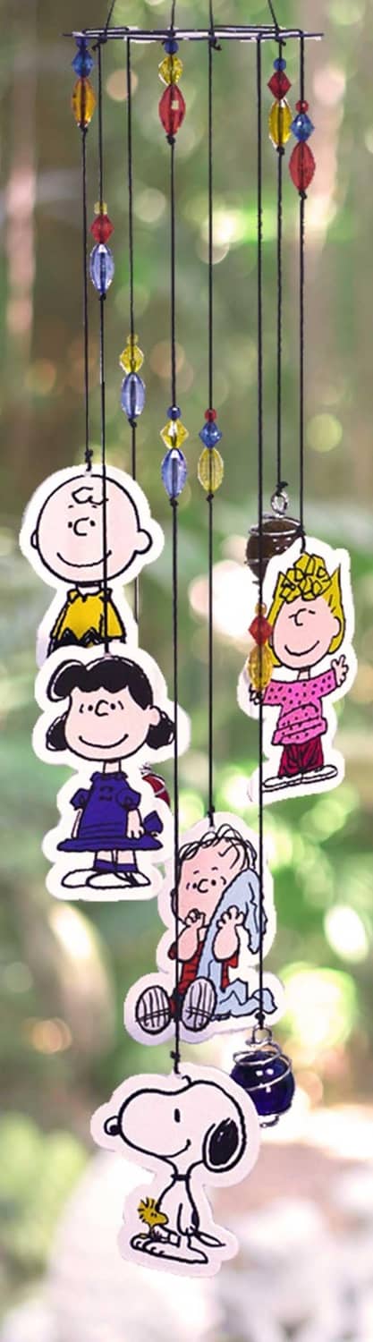 Spoontiques Peanuts wind chime with dangling character charms and metal rods