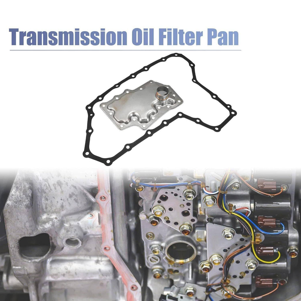 Transmission oil filter pan and gasket kit, metal pan with mounting bolts