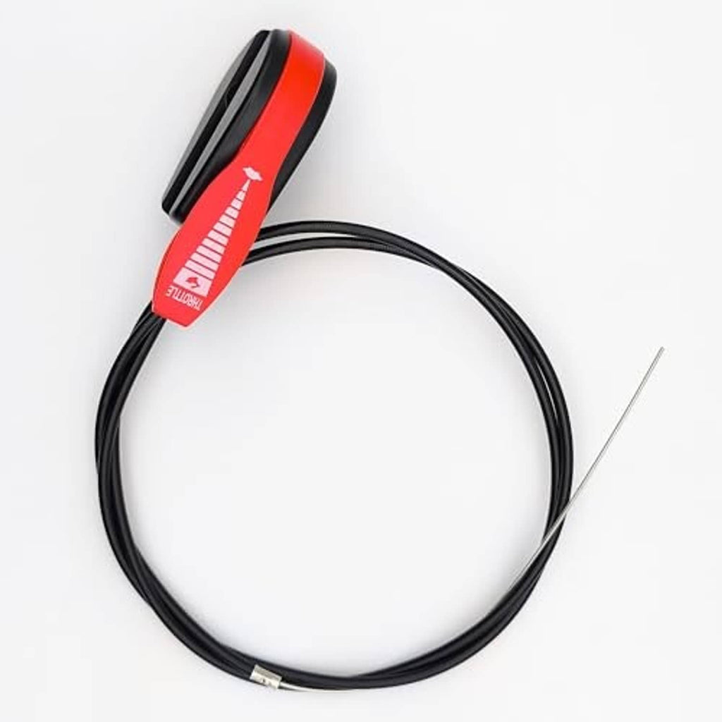 Throttle cable switch control kit with black cable loop and red-and-black lever handle