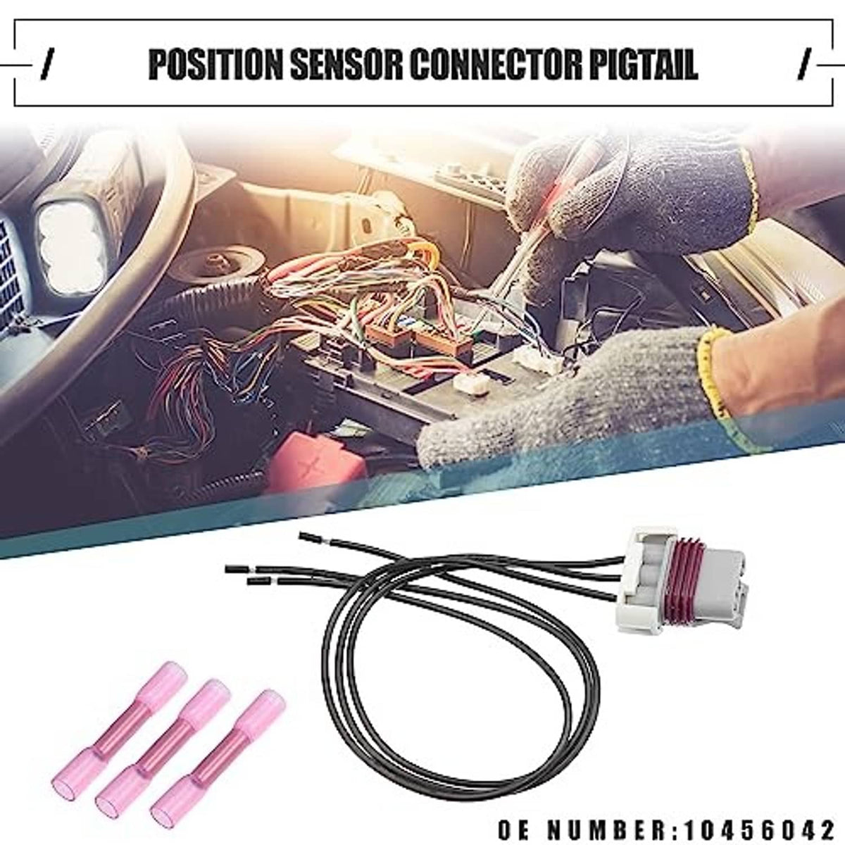 Crank sensor connector pigtail wire set with gray plug and black leads