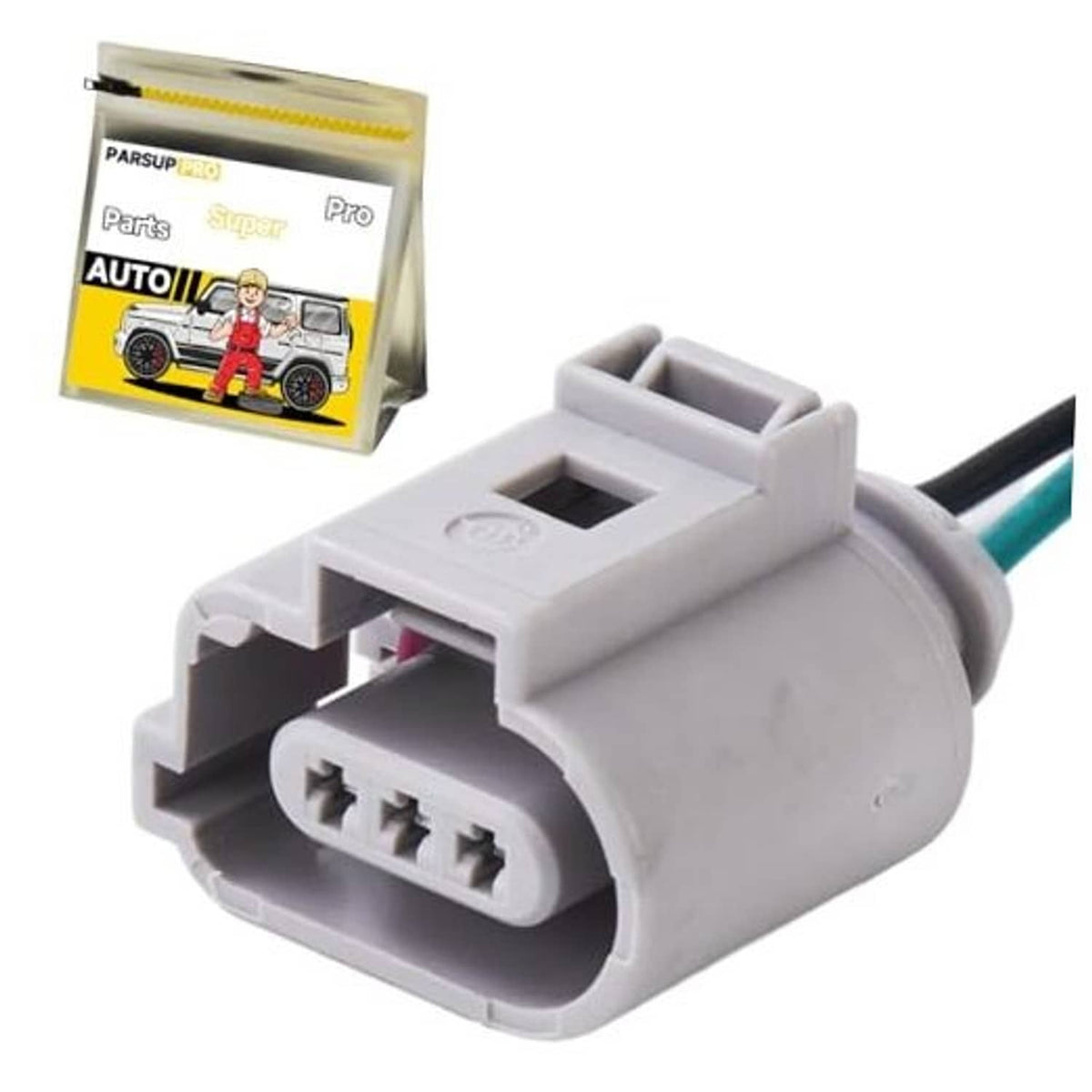 3-pin position sensor connector, gray housing, teal/black wire leads