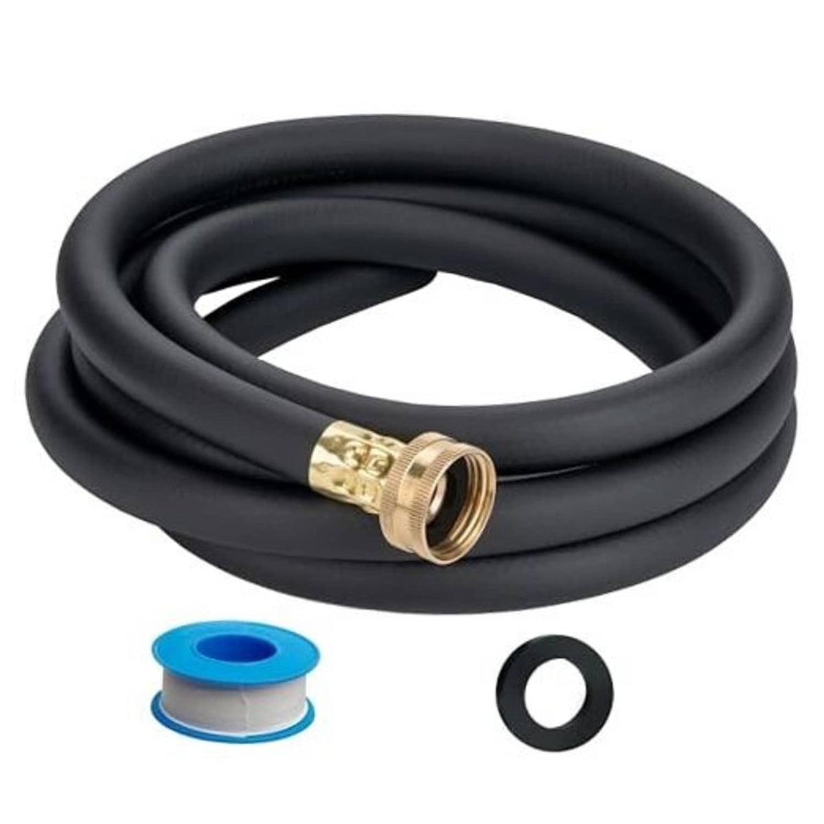 Black drain hose with brass 3/4 female connector, rustproof fitting
