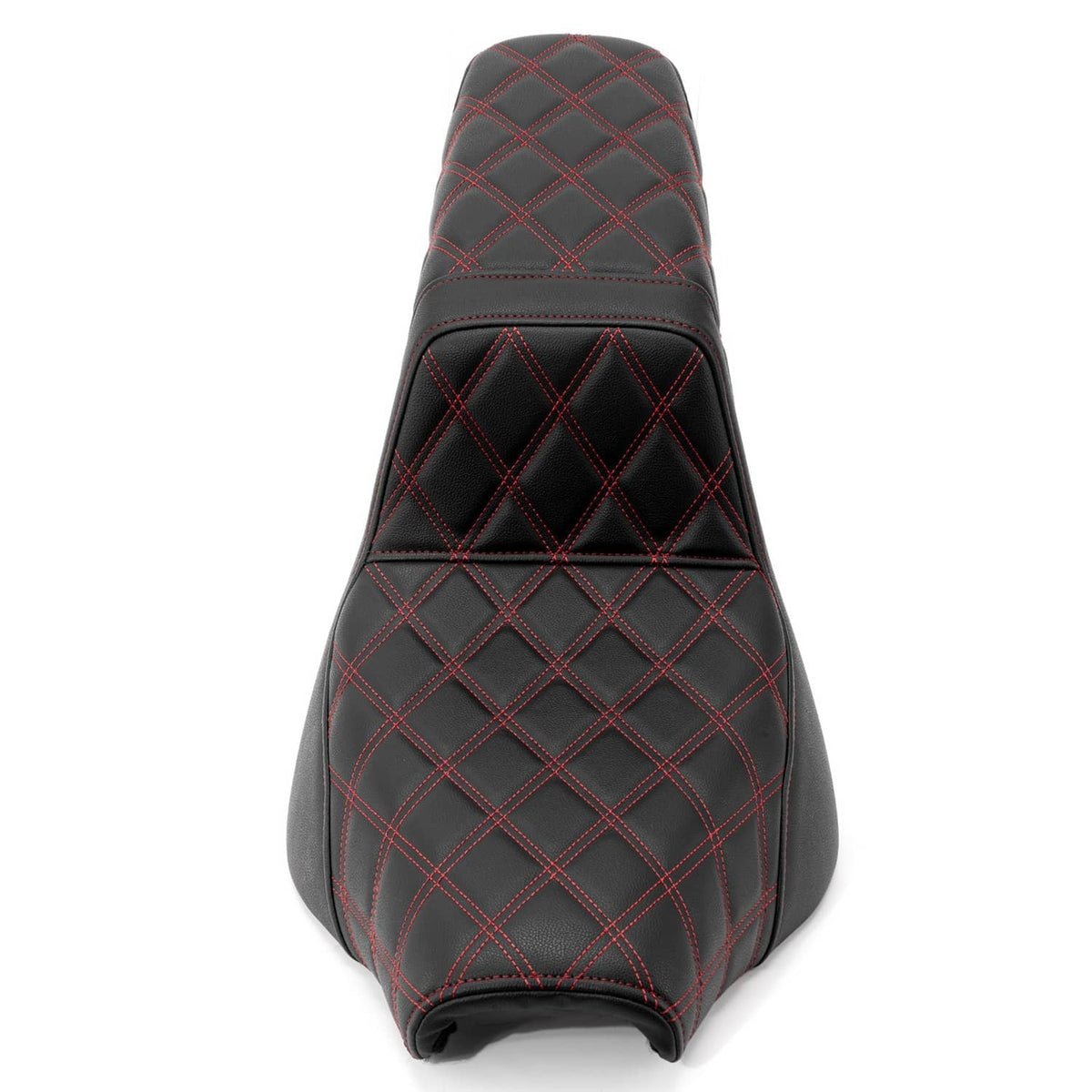 Passenger seat top, black with red plaid stitching and diamond quilting