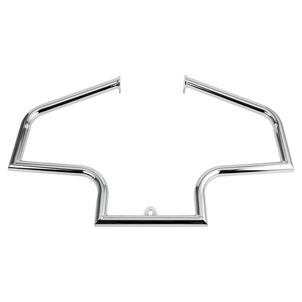 Chrome engine guard crash bar, front perimeter frame with two upper mounting ends