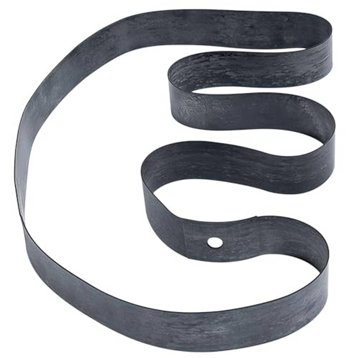 Motorcycle rim strip bands, dark rubber tape loops with circular valve cutout