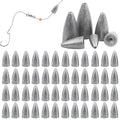 Bullet fishing sinkers, metallic gray lead bullets with round attachment holes