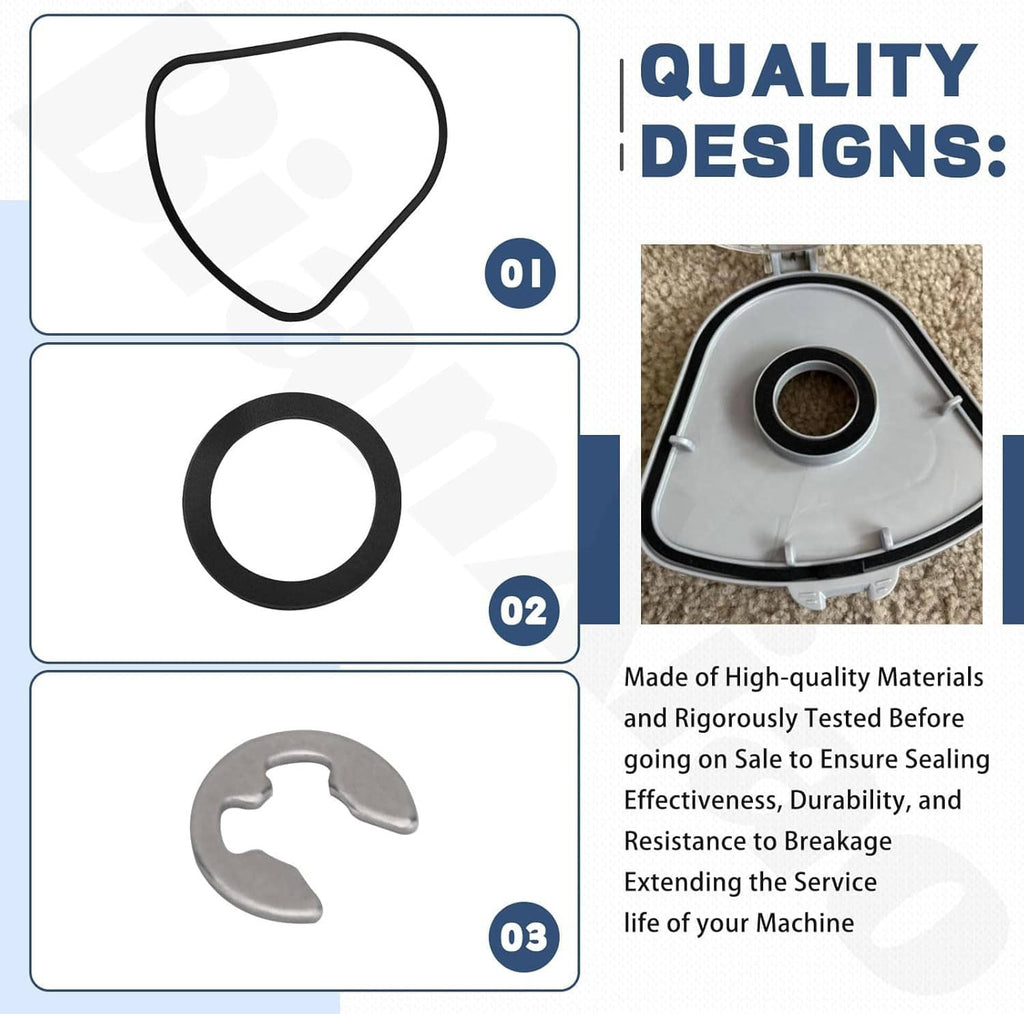 Vacuum gasket set with black seal outlines and gray molded gasket part