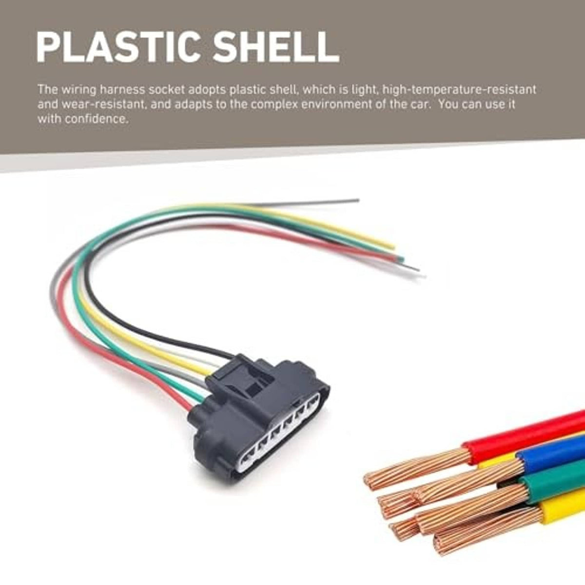 6-pin wiring connector with multicolor wires and separate copper wire strands