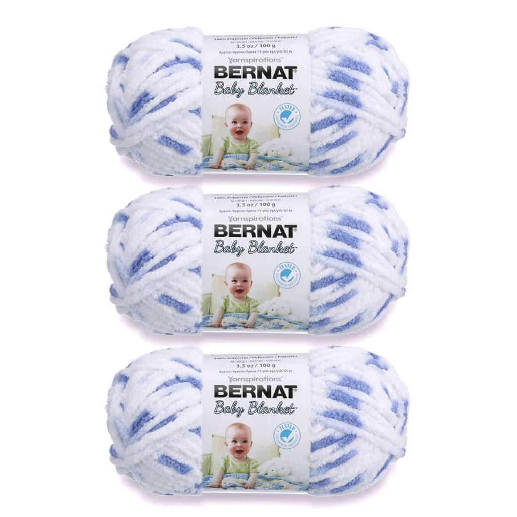 Bernat Baby Blanket yarn 3-pack in light blue denim print skeins
