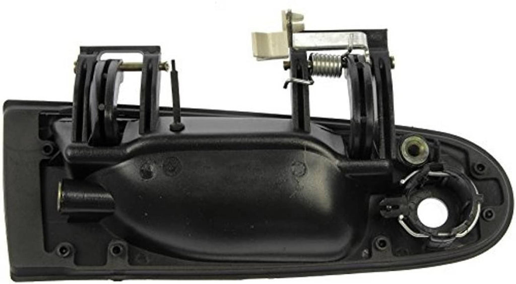 Front exterior door handle backing plate with spring latch and mounting brackets