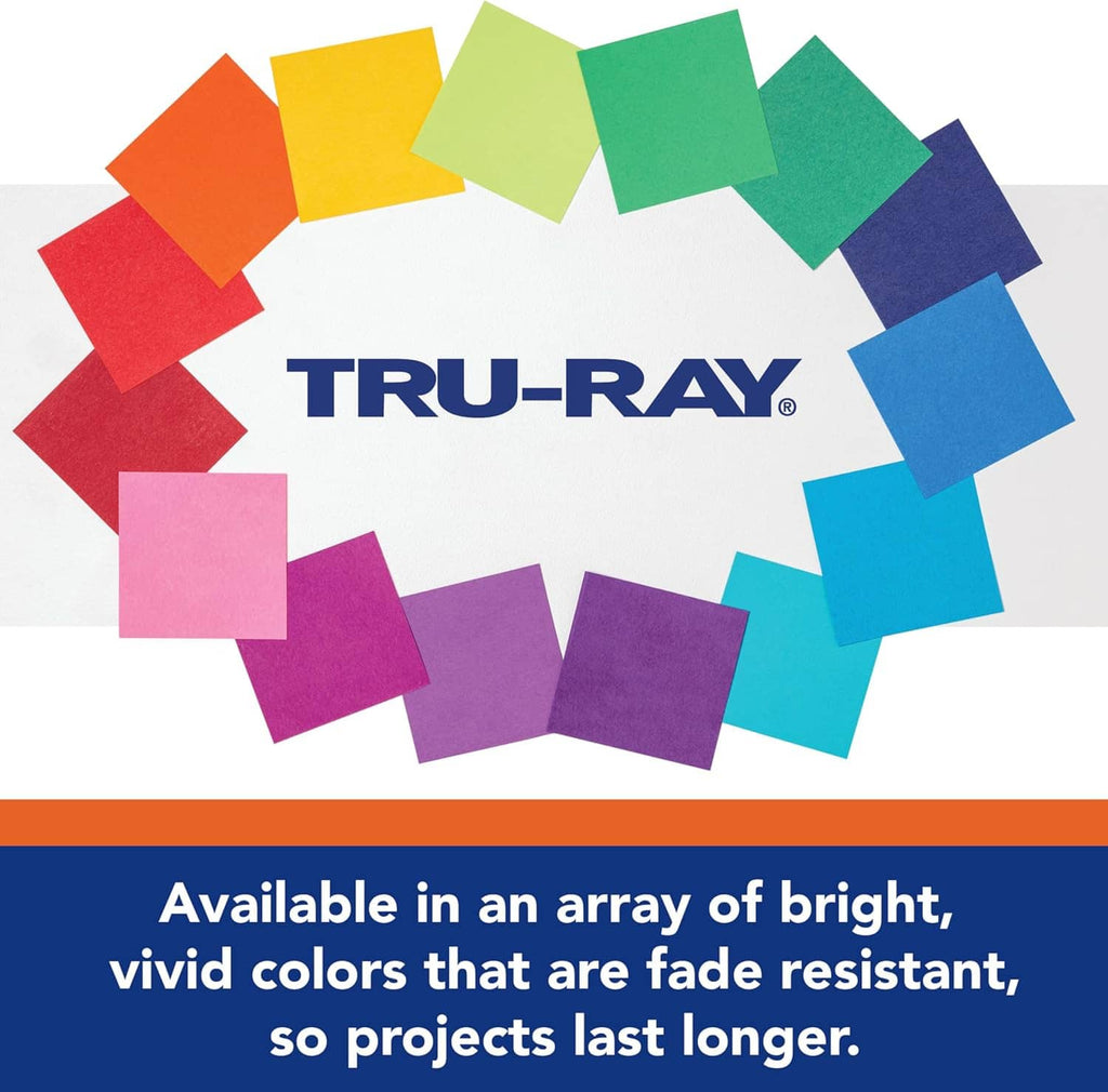 Assorted-color construction paper squares in a ring, bright palette