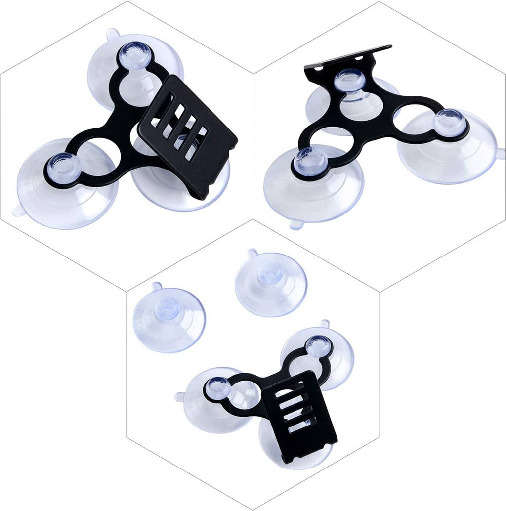 Radar detector suction cups with black mounting bracket and three clear bases