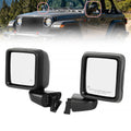 Pair of black power heated side mirrors, left and right housings