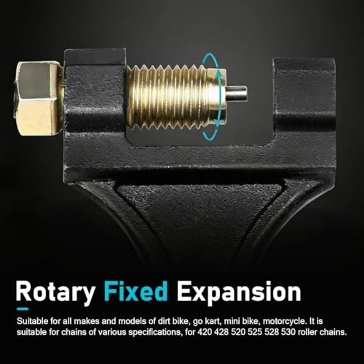 Chain breaker tool head with brass threaded thimble and adjustable expansion blocks