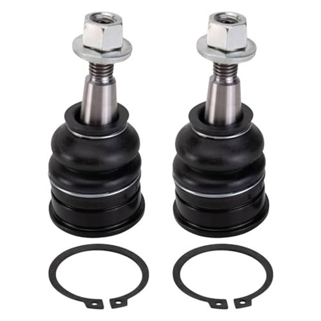 Front upper ball joints set with two silver studs, black boots, and rubber retaining rings