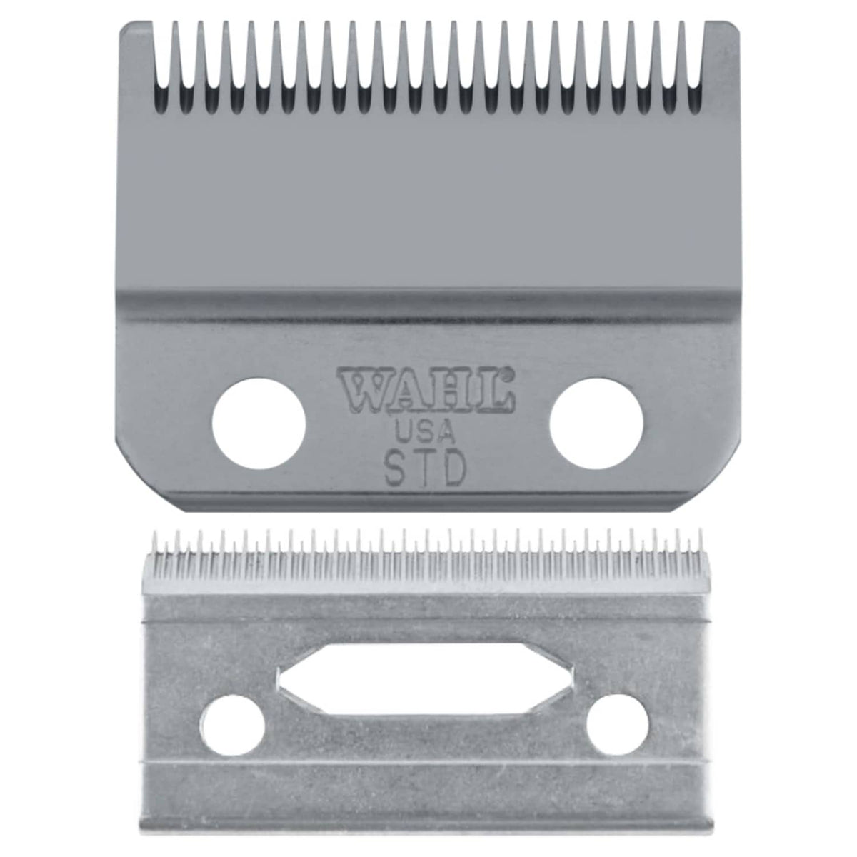 Stagger-tooth 2-hole clipper blade set, two metal blades with tooth edges