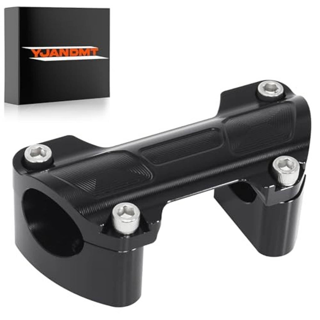 Black handlebar riser top clamp kit with textured bar and two side clamp blocks