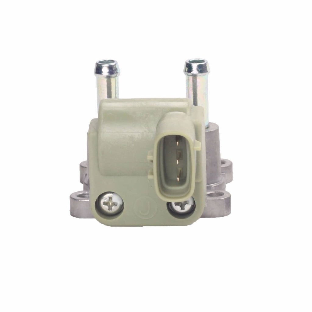 Idle air control valve rear view with beige connector and two outlet terminals