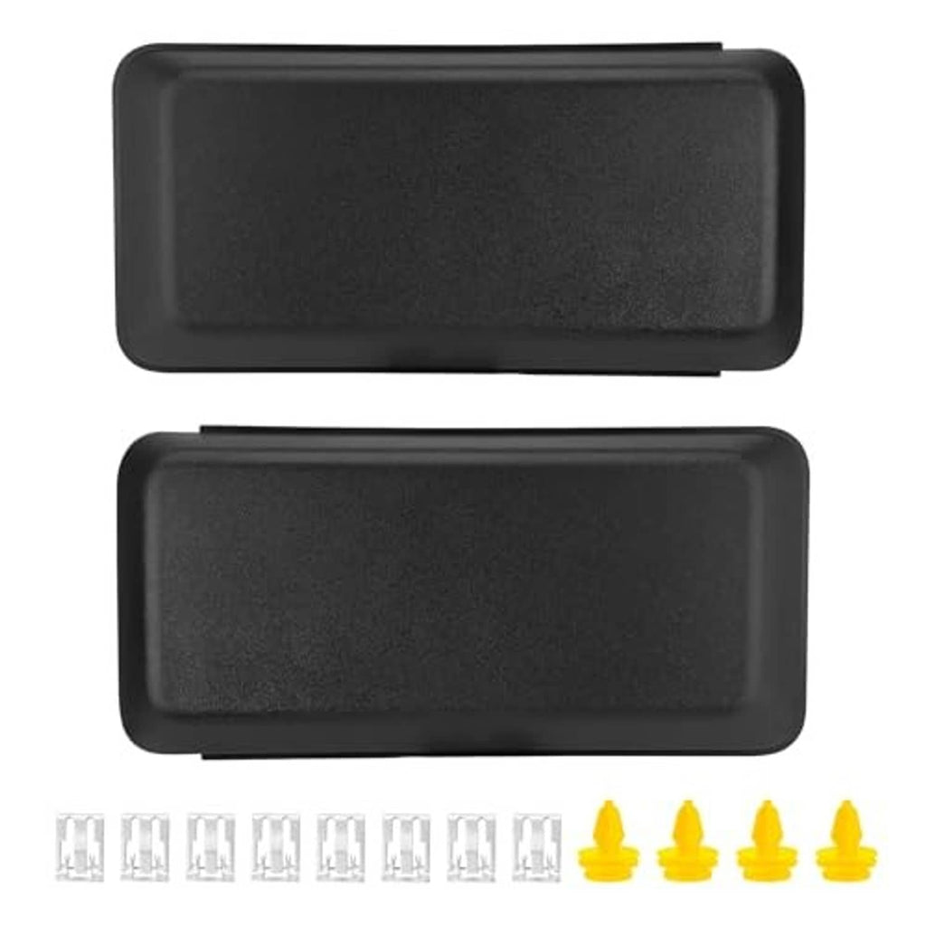 Front bumper guard pads, two dark gray rectangular covers with small installation clips