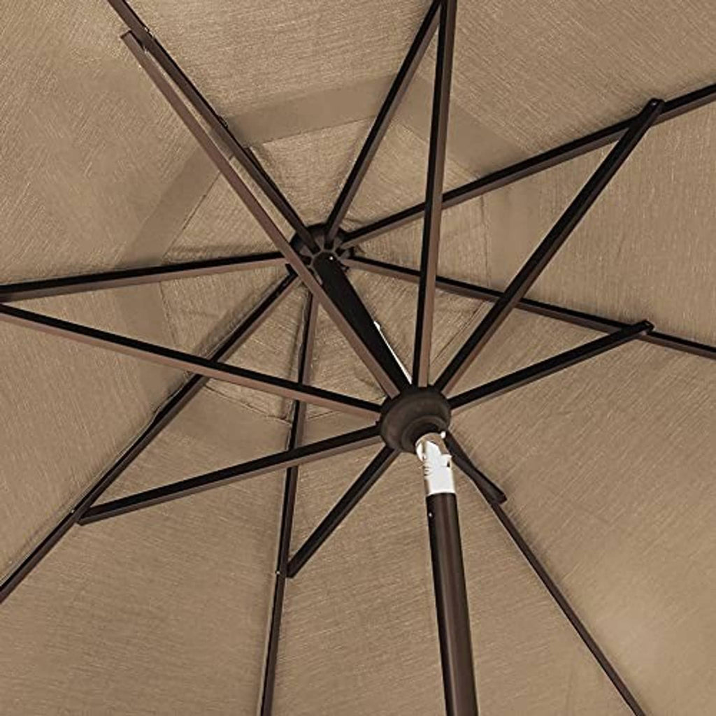Heather beige patio market umbrella canopy frame hub with black ribs