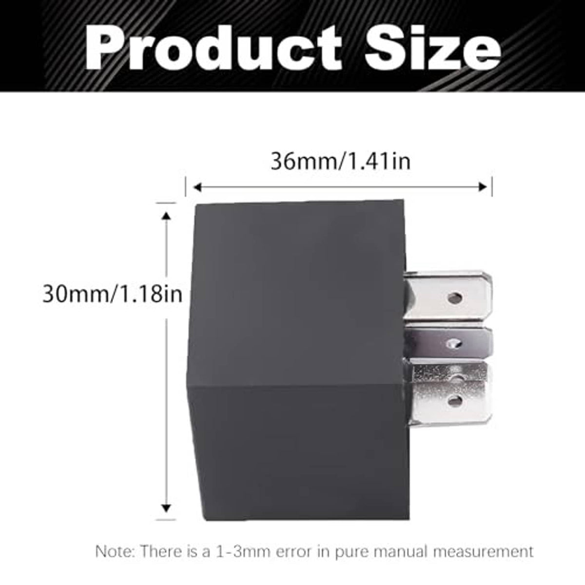 12V relay cube with side mounting metal bracket and two-pin terminal block