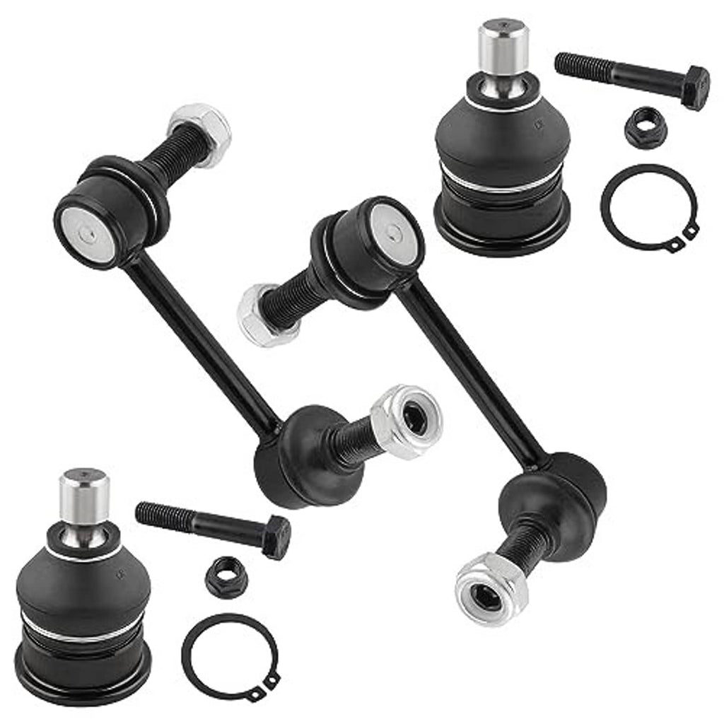 Sway bar end link and upper ball joint set: black tie rods, boots, bolts, and seals