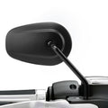 Matte black oval rearview mirror with long stem and circular adjustment joint