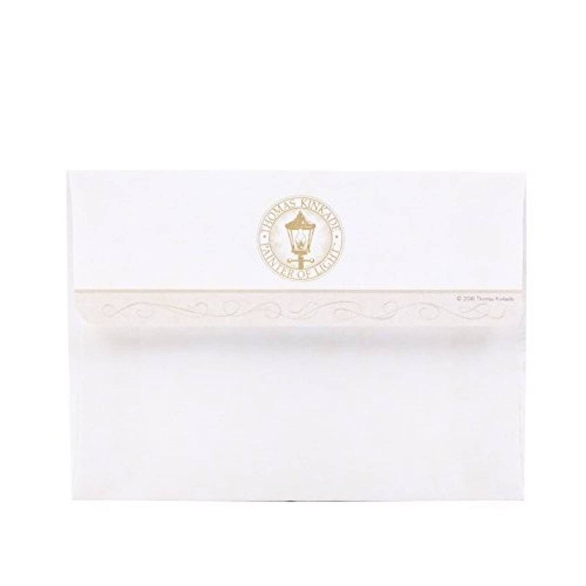 White envelope with Thomas Kinkade logo seal printed on the flap