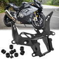 Motorcycle upper fairing stay bracket, matte black with mounting holes and bolt set