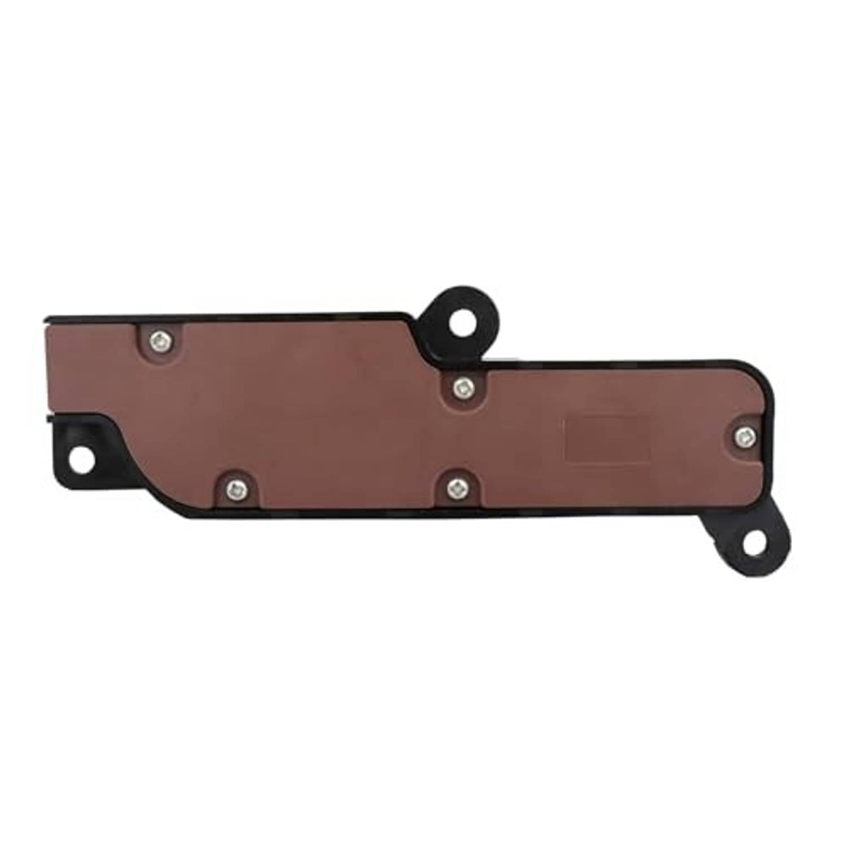 Power seat control switch bracket with dark mounting points and connector cutouts