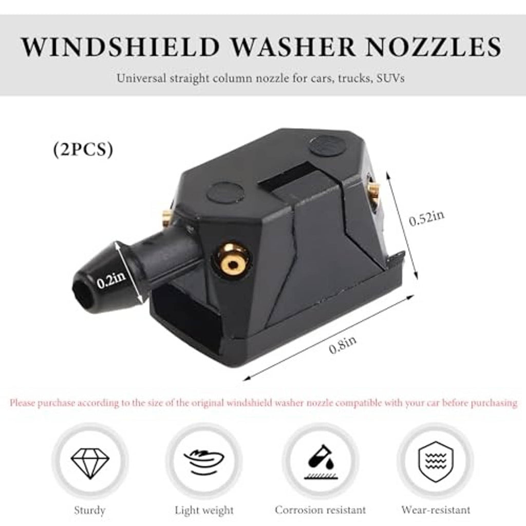 2-piece universal windshield washer nozzle set with 4-hole spray jet outlets