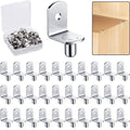 Silver shelf support pegs set with mounting brackets and clear storage box