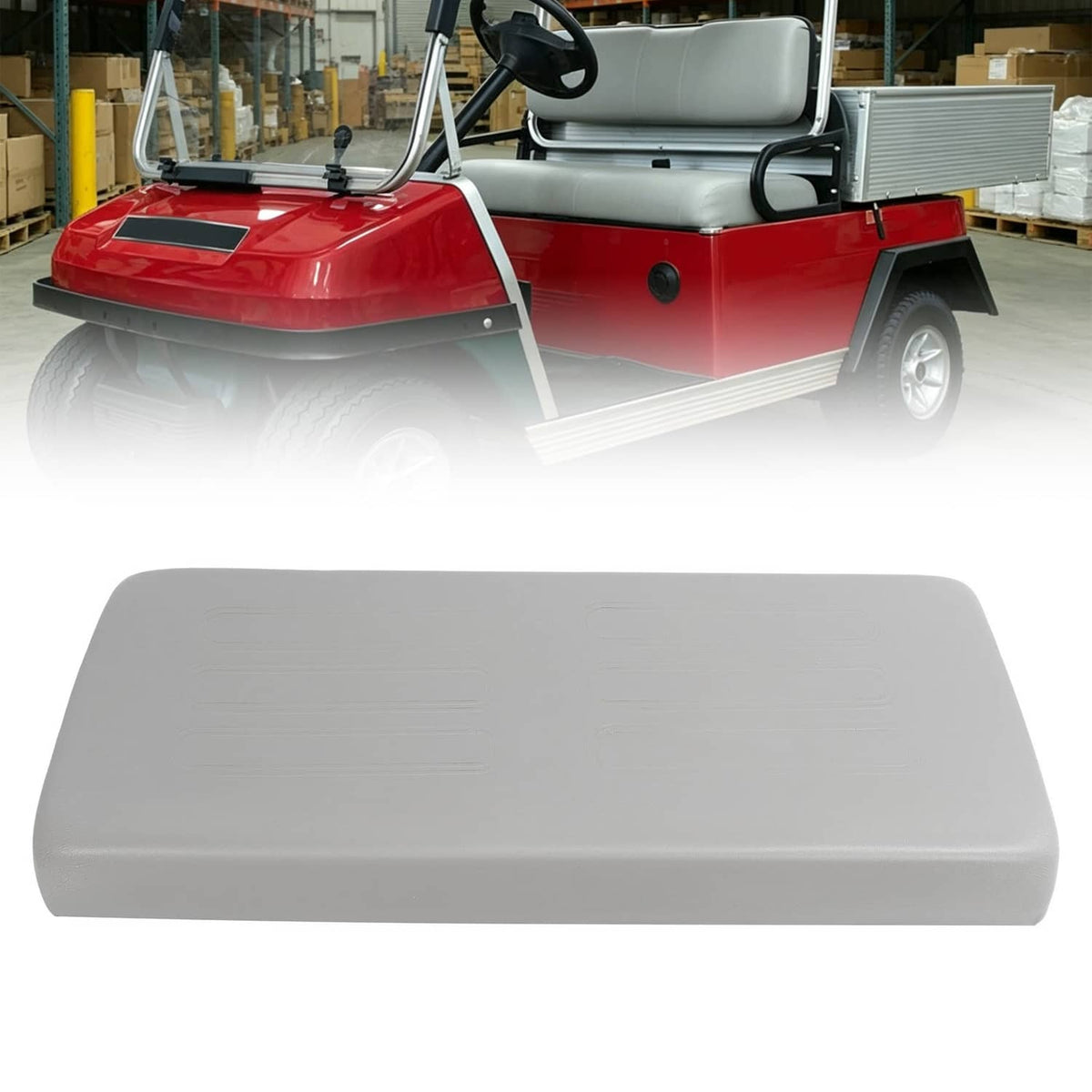 Front seat bottom cushion on golf cart bench seat, light gray