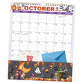 2027 wall calendar with pocket, October 2027 grid and blue envelope